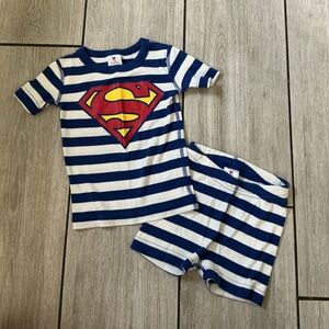 Hanna Andersson Superman Superhero Blue Striped Toddler Pajama Short Set 2T